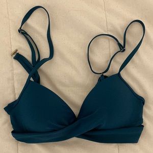 dark aqua bikini top, padded, great condition, size medium, barely worn